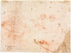 Boceto de dos hombres y otras figuras varias (verso) de Unknown artist