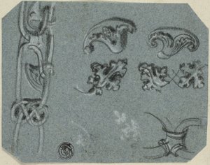 Bocetos de detalles arquitectónicos decorativos de Unknown artist