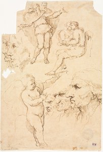 Bocetos de cabezas y figuras de Unknown artist