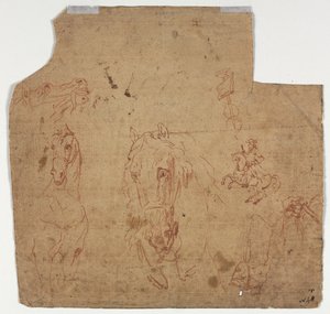 Bocetos de caballos y jinetes (recto) de Unknown artist