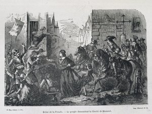 Escena de la Fronda - El pueblo clamando por la libertad de Brousel en 1648