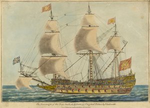 Soberano de los mares" (1637), según un original de Willem Van de Velde, el Viejo de Unknown artist
