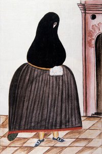 Mujer española con un manto cubriendo su rostro, de "Trujillo del Perú" o "Códice Martínez Compañón", por Baltazar Martínez Compañón y Bujanda, obispo de Trujillo (1782-1785) de Unknown artist