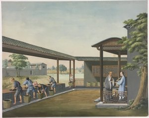 Hilado de tela, Preparación de las hojas de té, Preparación de la seda de Unknown artist