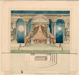 Diseño de escenario, altar en templo egipcio de Unknown artist