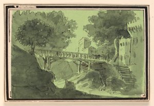 Diseño escénico, puente cruzando el agua de Unknown artist