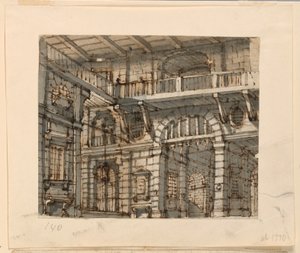 Diseño de escenario, interior del patio de la prisión