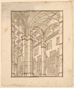 Diseño escénico: Interior de biblioteca con arcos de Unknown artist