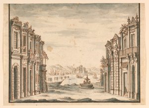 Diseño de escenario, vista de la ciudad