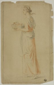 Niña de Pie Sosteniendo una Cesta de Unknown artist