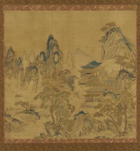 Tapiz: paisaje - un palacio entre montañas de Unknown artist