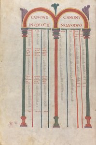Tablas canónicas de los cuatro Evangelios, canon II, siglo XI (manuscrito iluminado, membranoso)