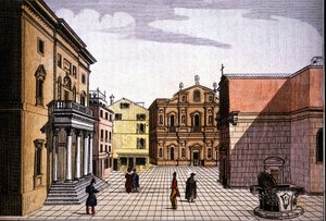 Teatro La Fenice (El Fénix) (grabado coloreado) de Unknown artist