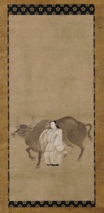Tenjin (Sugawara no Michizane) con un buey de Unknown artist