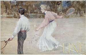Jugadores de tenis - postal, circa 1890
