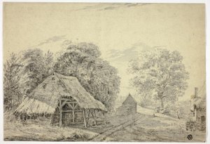 Cobertizo de paja en la granja de Unknown artist