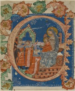 La adoración de los Reyes Magos en una "E" inicial historiada de un libro coral de Unknown artist