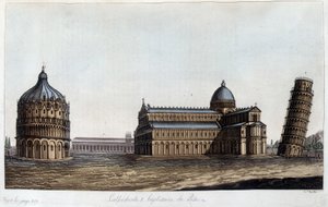 El Baptisterio, la Cúpula y la Torre de Pisa, Italia. de Unknown artist