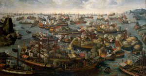 La batalla de Lepanto, 7 de octubre de 1571, finales del siglo XVI (óleo sobre lienzo)