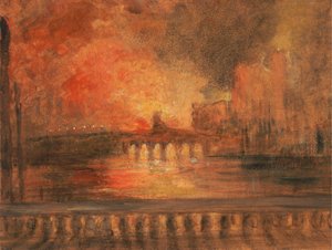 La quema de las Casas del Parlamento de Unknown artist