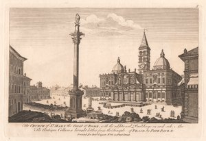 La Iglesia de Santa María la Grande en Roma, con los Edificios adicionales a cada lado; También la Columna Antigua traída aquí desde el Templo de la Paz, por el Papa Pablo, V de Unknown artist