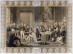 El Congreso de Viena. El Congreso de Viena en 1815. Alejandro I, Zar; H.R. Stewart, Castlereagh; Francisco I, Emperador de Austria; Federico Guillermo III, Rey de Prusia; Karl August, Príncipe de Hardenbergh; Wilhelm von Humboldt (Guillermo de Humboldt) de Unknown artist