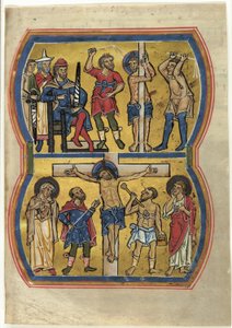 La flagelación y la crucifixión, de un salterio de Unknown artist