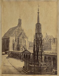 [La Frauenkirche y Schöner Brunnen, Núremberg] de Unknown artist