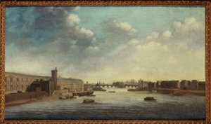 La Gran Galería del Louvre, con la Porte Neuve, el Pont-Neuf, la Cité, la Tour de Nesle y el Quai Malaquais, hacia 1640, entre 1635 y 1645 (óleo sobre lienzo) de Unknown artist