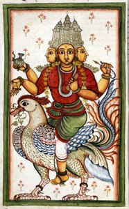La deidad hindú Brahma. Página tomada del manuscrito 