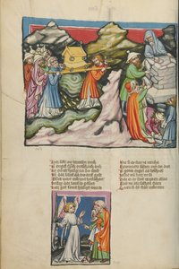 Los israelitas con el Arca de la Alianza en el río Jordán; la erección de las doce piedras conmemorativas; un ángel se aparece a Josué. de Unknown artist