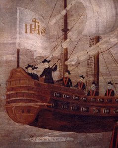 Los jesuitas llegan en barco a la costa de Nueva Granada de Unknown artist