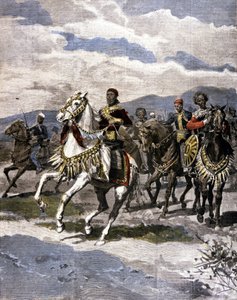 El Rey de Etiopía Menelik II (1844 - 1913). Ilustración de la prensa italiana. de Unknown artist