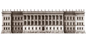 El Louvre en París, proyecto de Gian Lorenzo Bernini: elevación de la fachada principal frente a Tuileries - De 