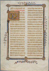 El matrimonio de Oseas y Gomer en una "V" inicial historiada de una Biblia de Unknown artist