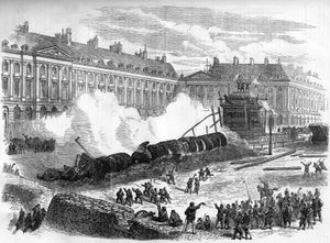 La Comuna de París en 1871. Demolición de la columna Vendôme por los federados (comuneros) el 12 de abril