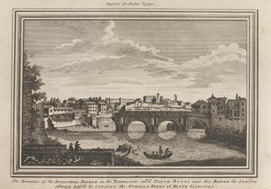 Los Restos del Puente Senatorial en el Tyber; ahora llamado Ponte Rotto sobre este Puente el Senado pasaba para consultar los Libros de Sybills en Monte Gianiculo. de Unknown artist