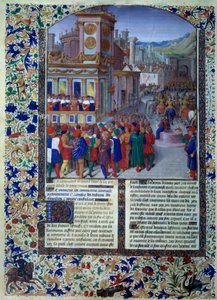 Los romanos preparan el asedio de Veies en 396 a.C. Miniatura de 