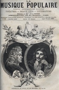 El Siciliano o El Pintor del Amor - Retrato de Jean Baptiste Lully (Giovanni Battista Lulli) (1632-1687) y Molière - grabado en 