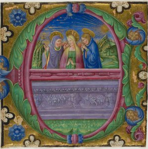Las Tres Marías de la Tumba en una "E" inicial historiada de un libro de coro de Unknown artist