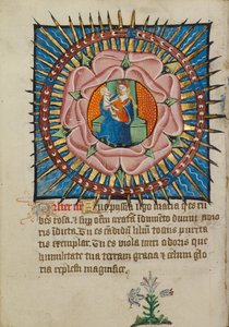 La Virgen y el Niño en una rosa con un lirio blanco de Unknown artist