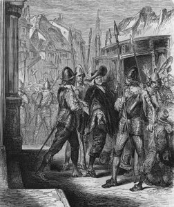 El arresto de Pierre Brousel (1575 - 1654) en 1648, bajo la orden de Ana de Austria, que provocó el levantamiento del pueblo (días de las barricadas) y la Fronda. Grabado de 1866. de Unknown artist