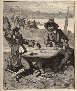 El arte del lapidario: inventores de las minas de diamantes de Brasil a principios del siglo XVIII. Buscadores de oro jugando con cristales sin saber que son diamantes reales. Grabado de 1885 en 