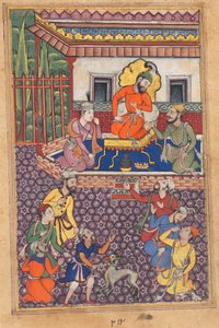 La corte del Raja de Ujjain, de un Tuti-nama (Cuentos de un Loro): Noche Cuarenta y Seis de Unknown artist