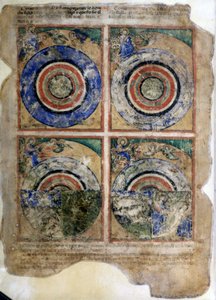 La creación del mundo. Génesis. Miniatura del códice 212 (o códice padovano o Biblia de Padua) 1390-1400 Rovigo, Accademia dei Concordi
