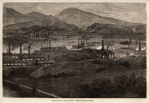Las fábricas del Valle de Taff. Dibujo de Durand Brager, para ilustrar una visita a las principales fábricas de Gales en 1862, por L. Simonin. Grabado en "Le tour du monde", editado por Edouard Charton de Unknown artist