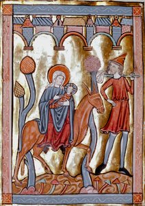 La huida a Egipto. Miniatura del “Liber Psalmorum Cum Calendario” o “Psaltier à l