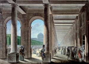 Las galerías y jardines del Palais Royal. Litografía del siglo XVIII. París, B.N. de Unknown artist