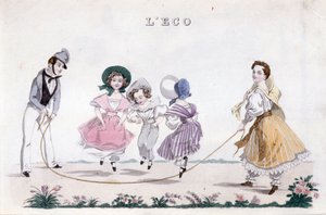 La cuerda de saltar, grupo de niños de la burguesía jugando. 1830