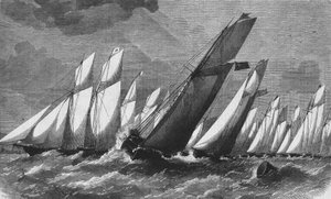 La carrera oceánica del Royal Victoria Yacht Club en 1868 - grabado, Bibl. des Arts deco. de Unknown artist